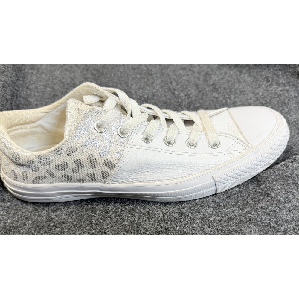 Converse Chuck Taylor All Star White Leather Leopard Print Sneakers Womens 10 - Picture 5 of 13